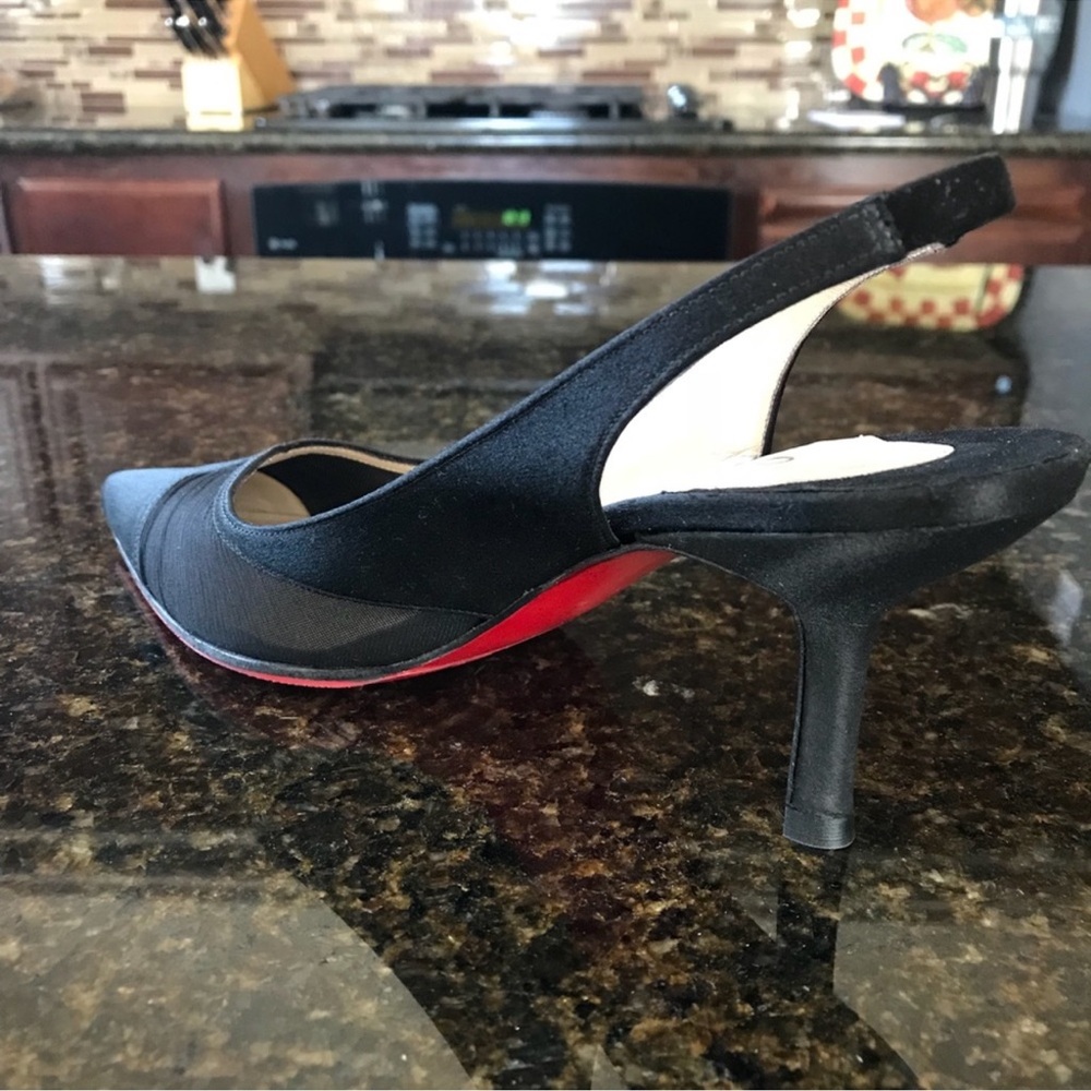 Christian Louboutin Black Pointed Slingback Pumps with Red Sole - Picture 6 of 8